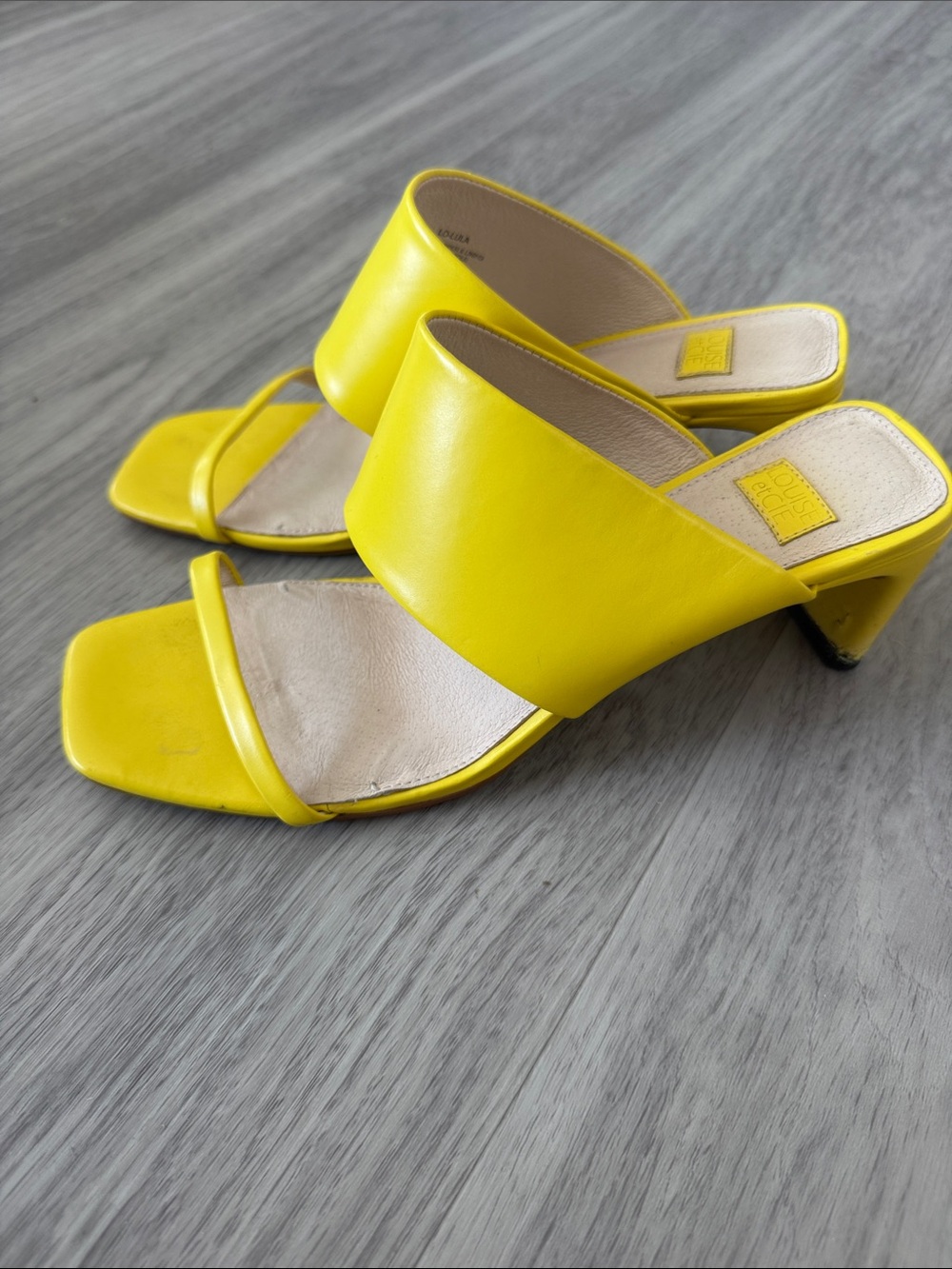 Louise et Cie Bright Yellow Leather Slide Mules